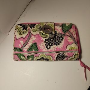 Vera Bradley Wallet Pink Design Zip Closure